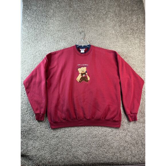 VINTAGE 90s Grandma Sweatshirt Womens 2X Red Teddy Bears Love Pullover Ladies * - Picture 1 of 10
